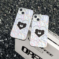 ลายหมีสายไฟหลากสีการ์ตูนน่ารักแฟชั่น3มิติสำหรับ IPhone 14 13 12 11 Pro Max สำหรับเคสโทรศัพท์หัวใจที่ใช้ไฟฟ้าด้วยความคิดสร้างสรรค์