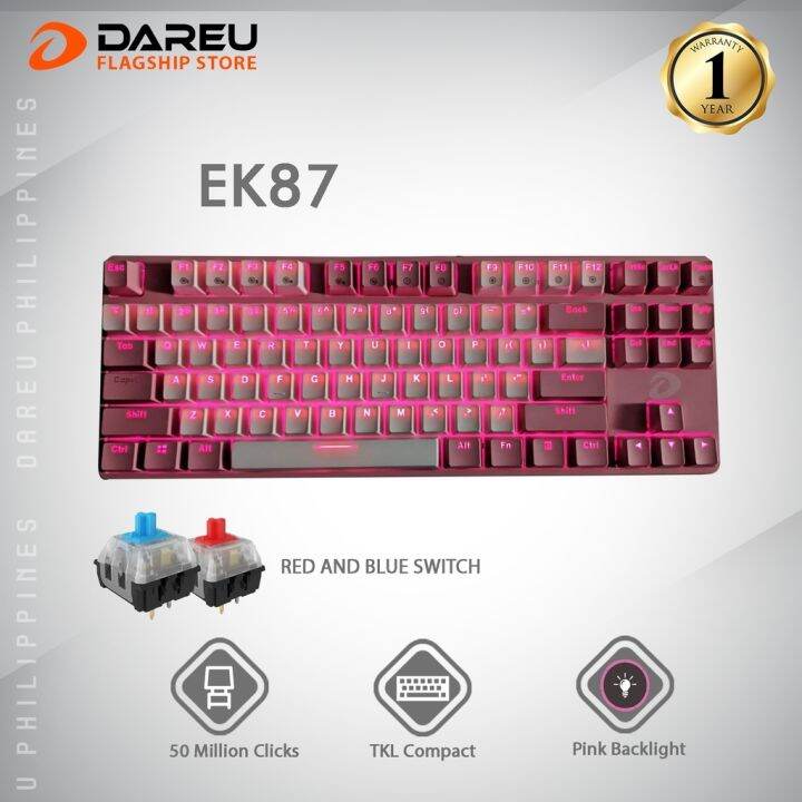 keyboard Dareu Ek87 Glory Queen Mechanical Keyboard TKL Blue /Red