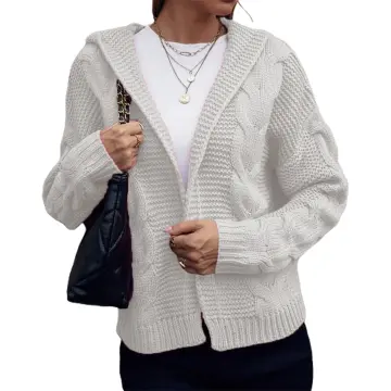 Chunky knit cardigan hot sale with hood