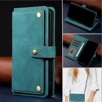 Luxury Leather Case For iPhone 13 12 Mini 11 Pro XS Max XR SE 2020 7 8 Plus 6 6s Wallet Flip Card Shoulder Strap Phone Bag Cover