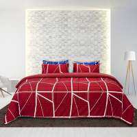 SB Design Square ชุดเครื่องนอน 6 ฟุต 6 ชิ้น PICASSO BASIC ลาย NAPLES DARK RED (183x198x36 ซม.)