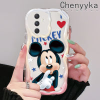 Chenyyka เคสปลอกสำหรับ Samsung A54 5G A33 5G A34 5G A53 5G A73 5G เคสลายการ์ตูนมิกกี้สีสันสดใสขอบลอนเนื้อครีมเคสโทรศัพท์โปร่งใสใหม่กันกระแทกเคสนิ่มซิลิโคนป้องกันเลนส์กล้องเคสใส