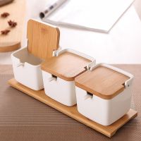 hotx【DT】 European ceramic flip seasoning jar cruet salt kitchen supplies box Condiment Jars