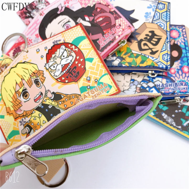 anime-demon-slayer-keychain-mini-wallet-small-money-bag-key-ring-for-women-men-kimetsu-no-yaiba-coin-purse-chaveio-jewelry-6pcs