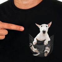 Cotton T-Shirt Fashion Summer Pocket Bull Terrier Printed T-shirt Men Casual T-Shirts Hip Hop Tops Funny Cotton Tees XS-4XL-5XL-6XL