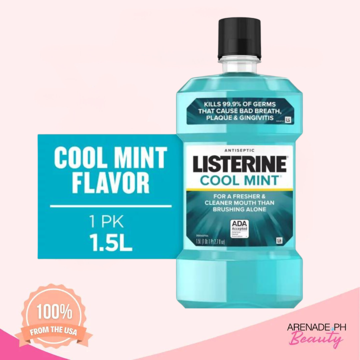 Listerine Cool Mint Antiseptic For A Fresher & Cleaner Mouth Than Brushing Alone 1.5L Lazada PH