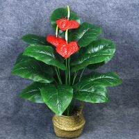 70CM18 Fork Artificial Anthurium Plants Plastic Fack Flower Simulation DIY Crafts Hotel Park Living Room House Decor Accessories