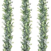 1.8m Artificial Eucalyptus Hanging Vine Weeping Plastic Greenery Leaves Faux Ivy Garland Fake Plant for Indoor Outdoor Garden Door Wall Baskets Wedding Party Green Home Decoration