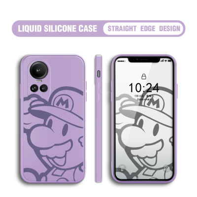 เคส GGK สำหรับ OPPO Reno10 Pro 5G เคสโทรศัพท์ลายการ์ตูน Super Mario พี่น้องปลอกซิลิโคนของเหลวทรงสี่เหลี่ยมดั้งเดิมคลุมทั้งหมดเคสป้องกันทนแรงกระแทกกล้อง