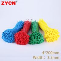 ZYCN 100Pcs Nylon Cable Tie Self-Locking 4x200 Width：3.6mm Color Plastic Loop Wire Wrap Zip Buckle Yellow Bundled Strap Fasten Cable Management