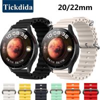 lumude 20/22mm Ocean Wave Double Buckle Silicone Watch Band for Huawei Watch 4 4 Pro GT 3 SE 46mm Amazfit GTR Mini GTR 4 Strap