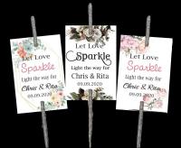 ABC-100 PCS Personalised Wedding Firework Tags , Sparkler Glow Stick Tags - Let Love Sparkle