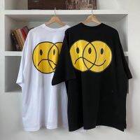 2023 NEWAutism Treasure House American Oversize อเนกประสงค์ Simple Smiley Face Street พิมพ์อินเทรนด์ยี่ห้อเสื้อยืดแขนสั้นสำหรับผู้ชายและผู้หญิง