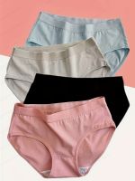 geegostudio 4pcs Simple Solid Briefs, Comfy &amp; Breathable Stretchy Intimates Panties, Womens Lingerie &amp; Underwear