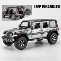 รถจี๊ป1:22 Wrangler Rubicon หุ่นอัลลอยรถของเล่นหล่อโลหะดึงกลับรถของเล่นแสงและเสียงสำหรับเด็กยานพาหนะ