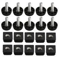 ♘✱♘ 16/8pcs M8 Thread Black Plastic Furniture Legs Plugs Set Blanking End Caps Insert Plugs Adjust Thread Feet Square Pipes Set