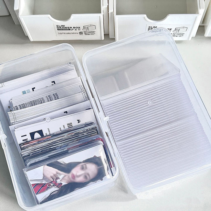 rayua-กล่องเก็บรูปถ่ายสติกเกอร์ใสแบบเกาหลีที่ใส่บัตรแบบเกาหลีอุปกรณ์จัดระเบียบโต๊ะกล่องเครื่องเขียน