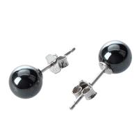 Hematite + 925 Sterling Silver Earrings Ear Studs 0.23" HOT