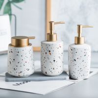 【jw】▣♛ Acessórios do banheiro Conjuntos Preto Terrazzo Resina Toothbrush Holder Dispenser Garrafa Creme dental Saboneteira