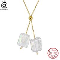 ORSA JEWELS Baroque Freshwater Cultured Pearl Pendants Necklace For Women With 14K Gold Plated 925 Silver Chain Jewelry GPN14