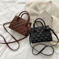 ☇∋۩ Women Fashion Messenger Bags Lattice Embossing Handbags Solid Color PU Leather Female Shoulder Bags Casual Mini Crossbody Bags