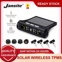 Jansite Car TPMS Tyre Pressure Monitoring System Temperature Monitoring LCD Display Solar Charging Smart Switch Air Pressure Tester Guage +4 Sensors