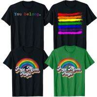 【New】LGBT สนับสนุนและ Respect You Belong เกย์ Pride Flag เสื้อฟรี Mom Hugs เสื้อยืดสายรุ้งหัวใจ LGBTQ เดือน Tee ความงาม y2k Tops