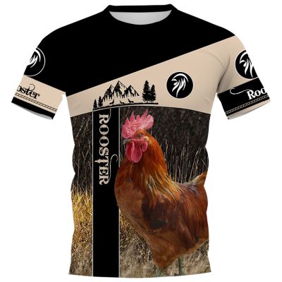 Fashion T-shirts 3D Graphics Grassland Rooster Splicing T-shirt Harajuku Men Pullover Gifts For Rooster Lovers