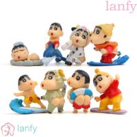 Lanfy ฟิกเกอร์ตุ๊กตาเด็กผู้ชายชินจัง 8 ชิ้น