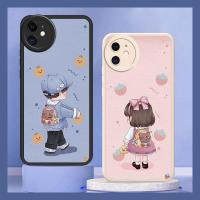 Anti-knock heat dissipation Phone Case For iphone 12 simple advanced creative Phone lens protection Cartoon Back Cover