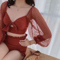 Korean version ins two-piece fashion y high waist lace halter neck split swimsuit