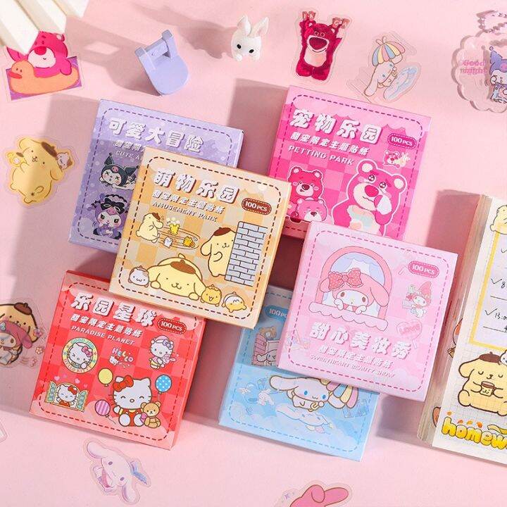 100 Pieces/box Sanrio PVC Sticker Transparent Kawaii Sticker Set ...