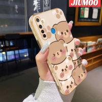 เคส JIUMOO สำหรับ Realme 5 5i 5S 6i 5 Pro เคสการ์ตูนหมีน่ารักใบหน้าขอบสี่เหลี่ยมดีไซน์ใหม่เคสมือถือบางลายชุบเคสนิ่มกล้องฝาปิดเลนส์เต็มรูปแบบปกป้องกันกระแทก