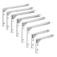 ✳♕♈ 2Pcs Stainless Steel Square Tube Shelf Support Brackets Microwave Oven Bookshelves Right Angle Shelf Brackets Frames 6/8/10/12In