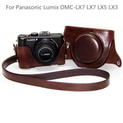 ₪ PU Leather Case Bag for Panasonic Lumix DMC LX7 LX7 LX5 LX3 Protective Bottom Cover Shoulder Strap Camera Video Hard Bag