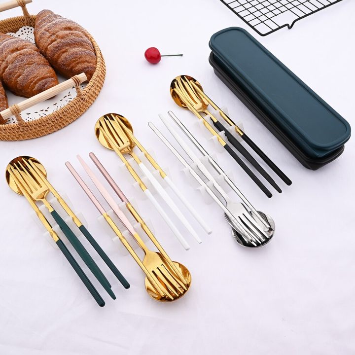 4pcs-black-gold-dinnerware-set-travel-camping-cutlery-set-flatware-fork-spoon-chopsticks-with-cake-stainless-steel-tableware-set-flatware-sets