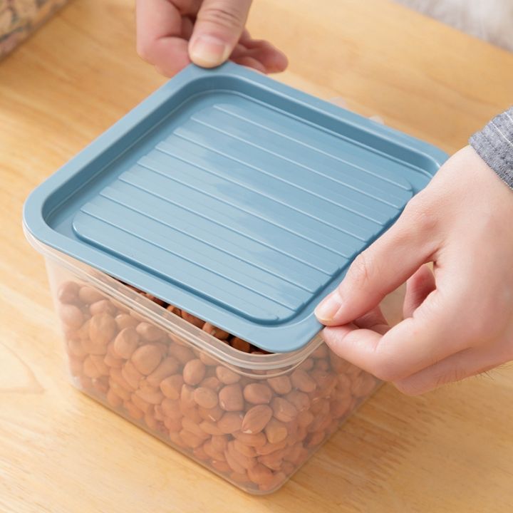 กล่องตู้เย็นอเนกประสงค์-กล่องใส่อาหารที่เก็บผักผลไม้แบบใสออแกไนเซอร์ปิดผนึกกรอบสี่เหลี่ยมพร้อมที่จับ