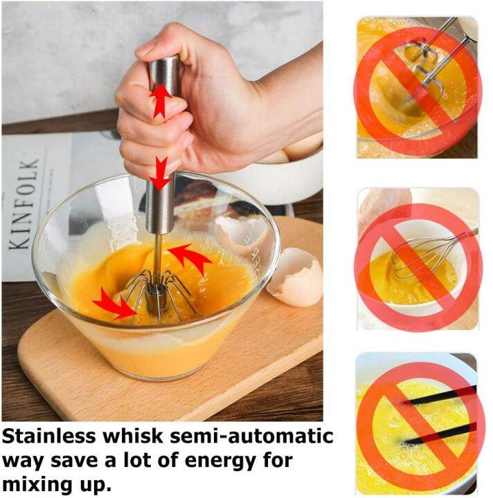 Semi-automatic Stainless Steel Egg Beater, Manual Egg Whisk, Spinning Egg  Beater, Kitchen Tool For Beating Eggs