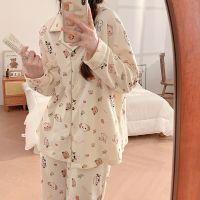 【LZ】ↂ¤  Pijama de manga comprida feminino pijama macio pijama Dormir Lounge pijama branco sólido roupa de quarto feminino