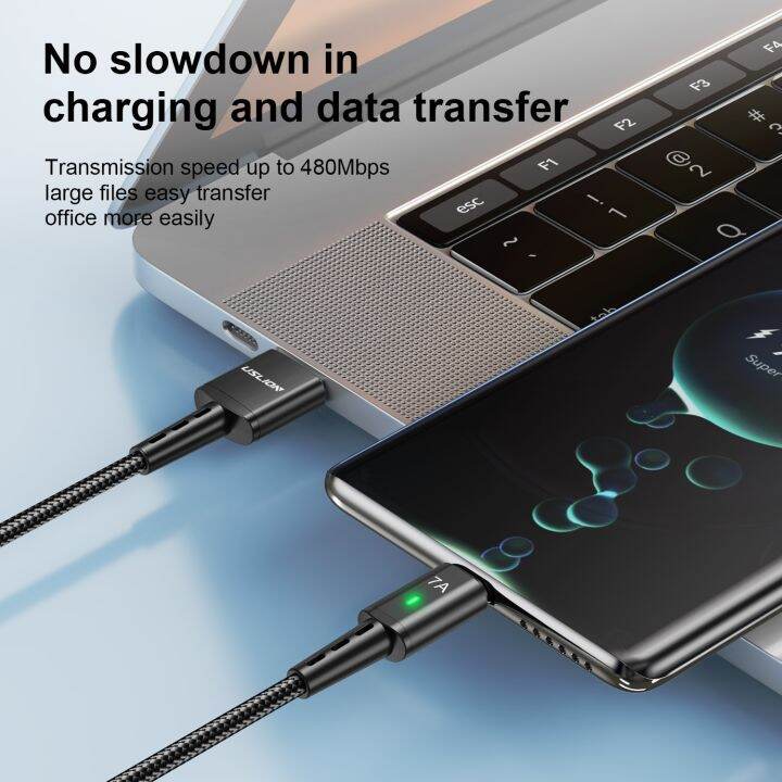 สายเคเบิล-uslion-7a-ชนิด-c-usb-ชาร์จได้อย่างรวดเร็วสายรับส่งข้อมูลสายชาร์จ-usb-c-สำหรับ-xiaomi-13-12-pro-เรดหมี่หัวเว่ย-samsung-x5-oneplus-poco