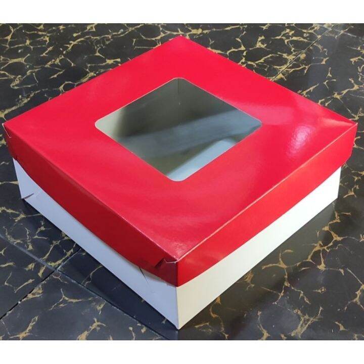 10X10X4 CAKE BOX PLAIN RED W/WINDOW (X10 PCS) Lazada PH