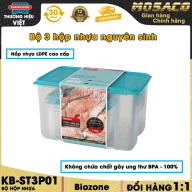Bộ 3 hộp bảo quản thực phẩm Sunhouse Biozone KB-ST3P01 Bộ hộp nhựa tiện lợi có nắp không chứa chất gây ung thư BPA-100%, an toàn cho sức khỏe thân và nắp hộp dẻo bền bỉ, không bị giòn khi cấp đông nắp nhựa LDPE cao cấp - MOSACO GIA DỤNG thumbnail
