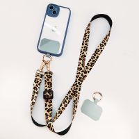 Mobile Phone Lanyard Adjustable Long Crossbody Wide Cloth Neckband Strap Rope Womens Leopard Hanging Ornaments Anti-Lost Lanyard Phone Charms