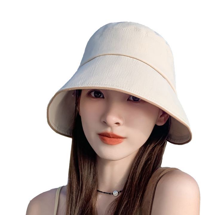 cod-upf50-sun-protection-fisherman-hat-womens-summer-uv-plain-bucket-outdoor-face-sunshade