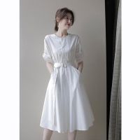 New☆ 2023 ฤดูร้อนใหม่สไตล์ฝรั่งเศสหวานเอวบาง First Love White Mori Shirt Temperament Dress Fairy