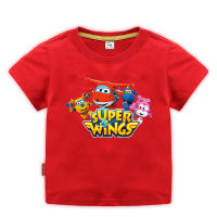 Super Wings ชายเสื้อยืดหญิงแขนสั้นลูกเรือคอเสื้อผ้าเด็กเด็กฤดูร้อน Bottoming เสื้อครึ่งแขนแฟชั่นกีฬา Breathable Moisture Tees