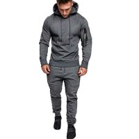 Hot Selling Autumn Winter Mens 2 Pieces Tracksuit Fleece Hoodie+Sweatpants Camouflage Muscle Man Fashion Male Sweatshirt Set Plus Size