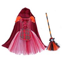 Toddler Witch Costume Halloween Cosplay Costume with Cloak and Broom Holiday Outfit for Kids Girls Halloween Party Supplies in style