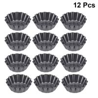 12 Packs Egg Tart Mold Cupcake Cake Muffin Mold Tin Pan Baking Tool Carbon Steel Mini Egg Tart Molds Quiche Bakeware Tools