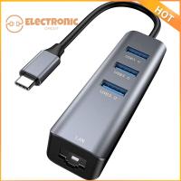 วงจรอิเล็กทรอนิกส์แยกการ์ดเน็ตเวิร์ก3พอร์ต USB 3.0 USB ประเภท-C ฮับ1000Mbps ขยายอะแดปเตอร์อีเทอร์เน็ต